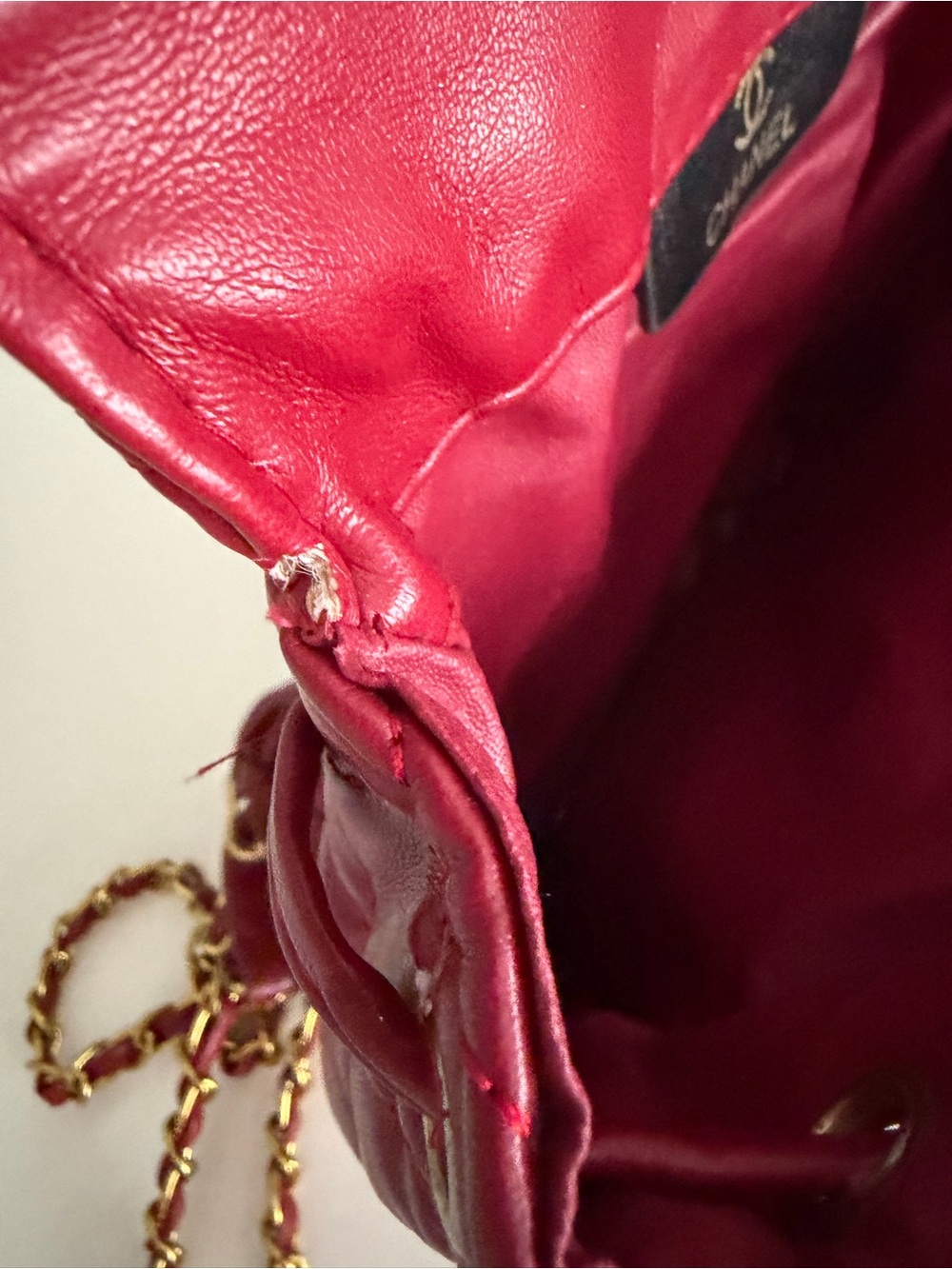 Quilted Red Drawstring Backpack - Picture 6 of 9